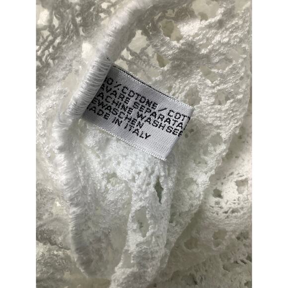 Ersilia Womens White Green Crochet Swim Cover Up Beach Boho Chic Italy H23-8 - Picture 6 of 6